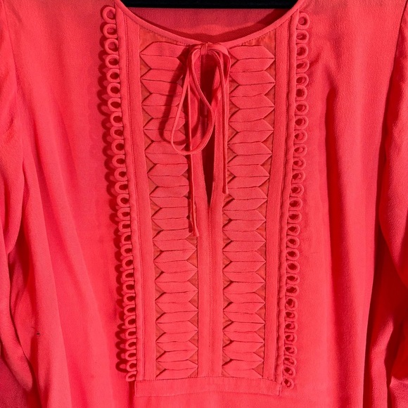 DIANE VON FURSTENBERG Sz 14 Iliana 3/4 Sleeves Ornate Slim Tie  Flowy Blouse - Picture 5 of 10